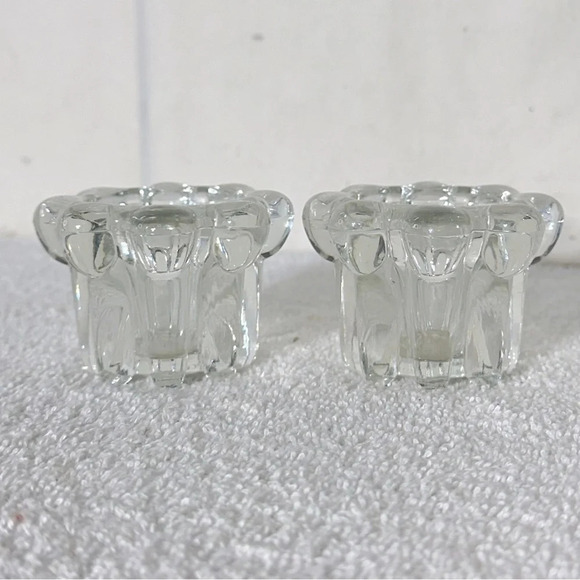 Vintage Clear Glass Candle Holders x2 - Picture 3 of 11